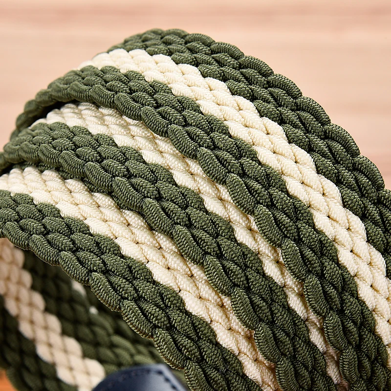 Fashion Casual Stretch Woven Belt With Leather Tip Top Elastic Belts For Men Jeans Mixed Color Braided Strap Zinc Alloy Buckle