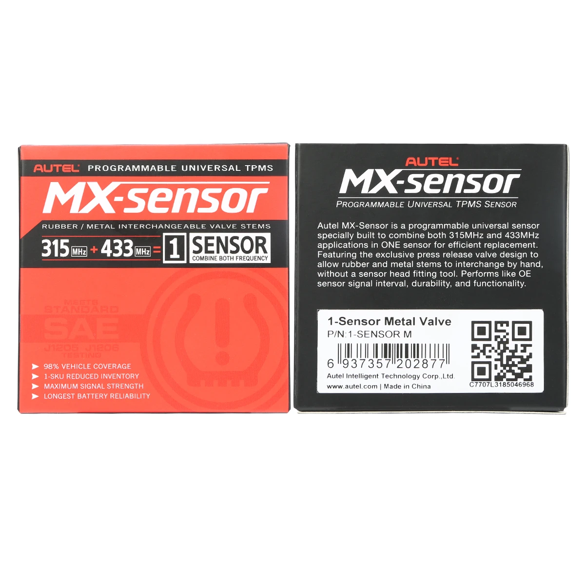 

Autel MX-Sensor 433MHz 315MHZ 2 in 1 programmable universal TPMS sensor For Most Cars With Autel TPMS TS601