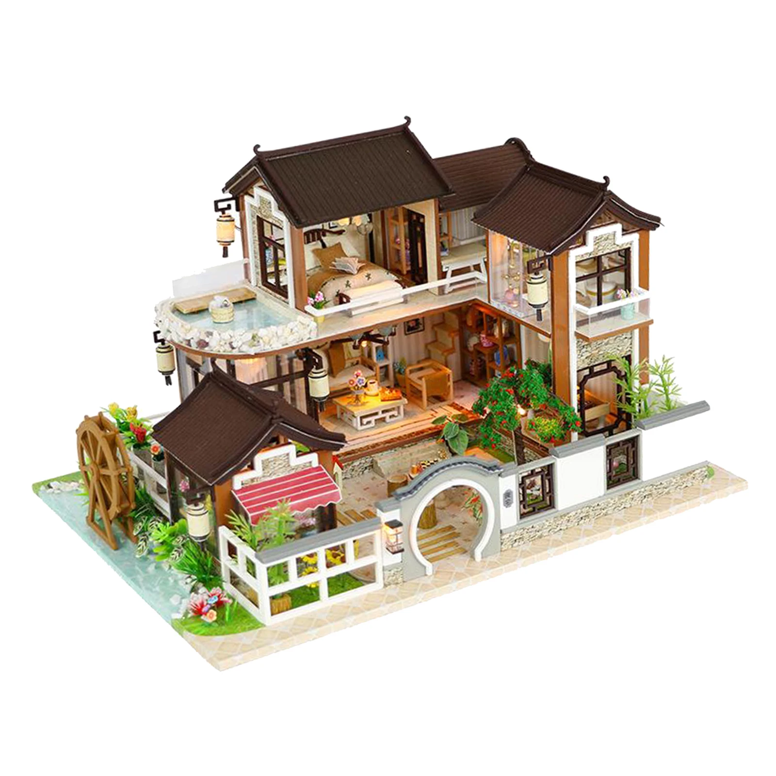 

Diy 3D wooden Miniature villa Dollhouse kits with light building assembly home decoration Christmas birthday gift