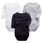 Высококачественный однотонный комбинезон для новорожденных, комбинезон, черный, белый, серый, одежда с длинным рукавом