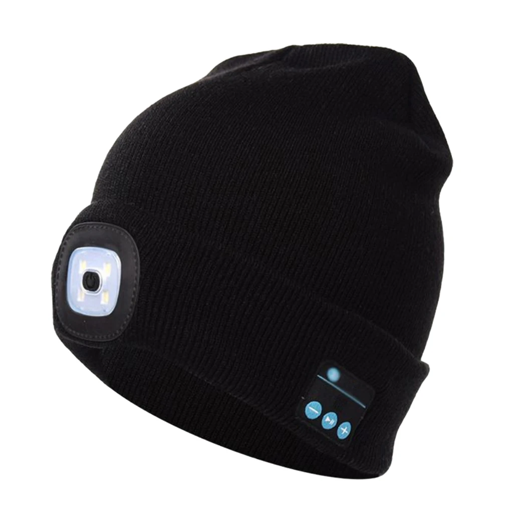 

Bluetooth Beanie Hat w/ Stereo Headset Speaker and LED Light Camping Hiking