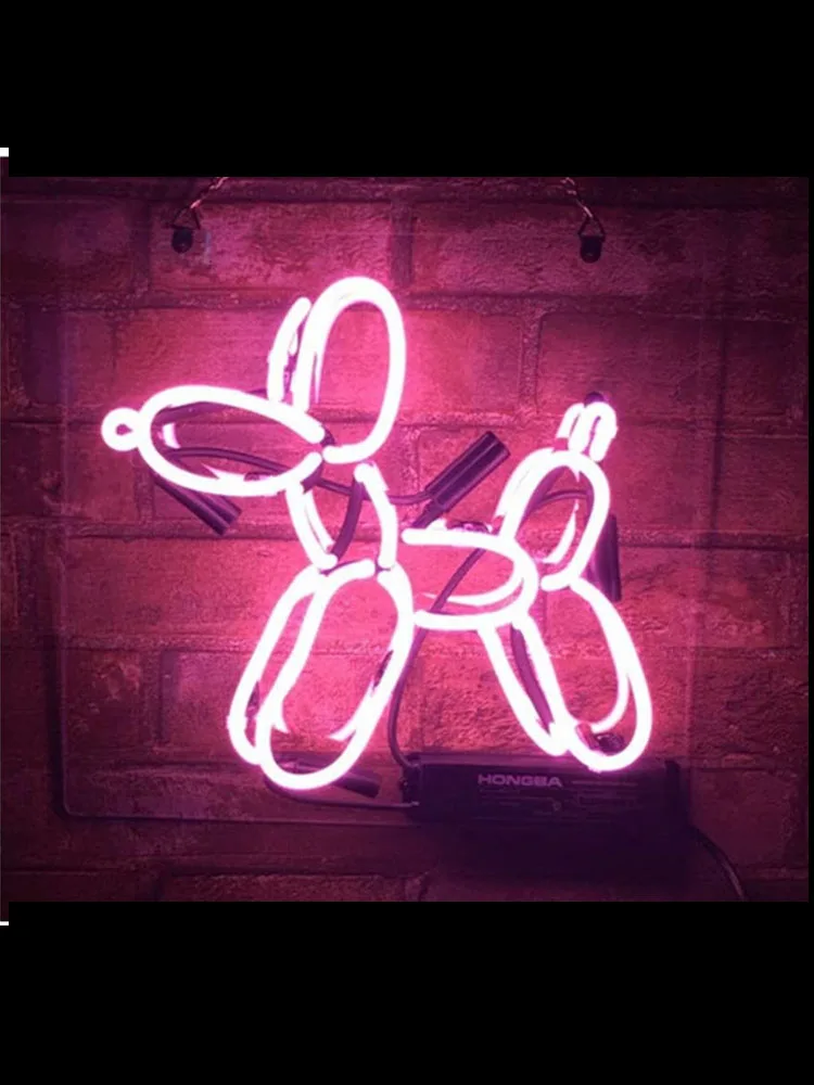 Neon Sign For Cute Balloon Dog Home Wall Display Light Advertise LOGO Free Design Pink Clear Plastic Board Room Decor Light