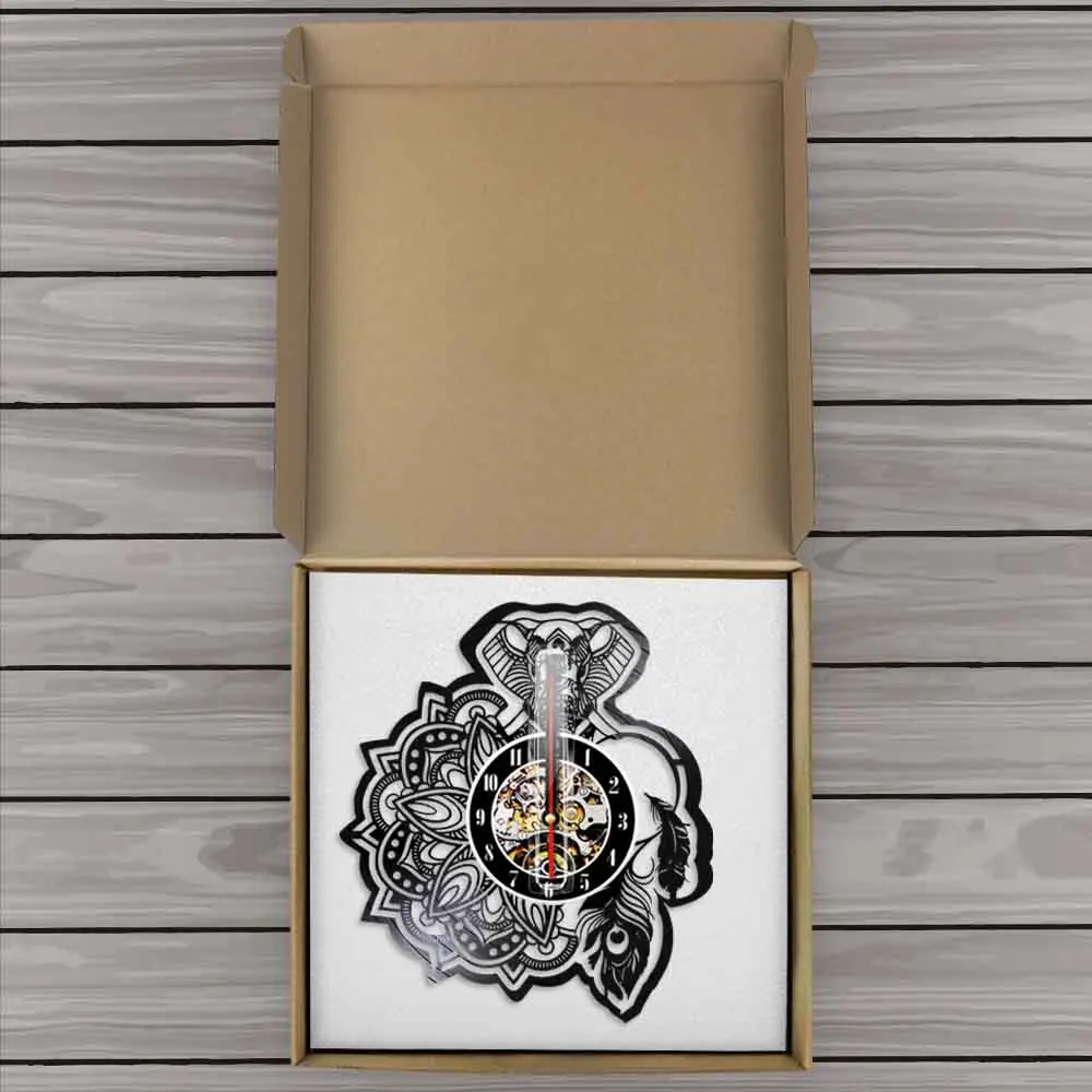 Настенные часы с цветочным рисунком слона мандалы Ганеш слон виниловая запись