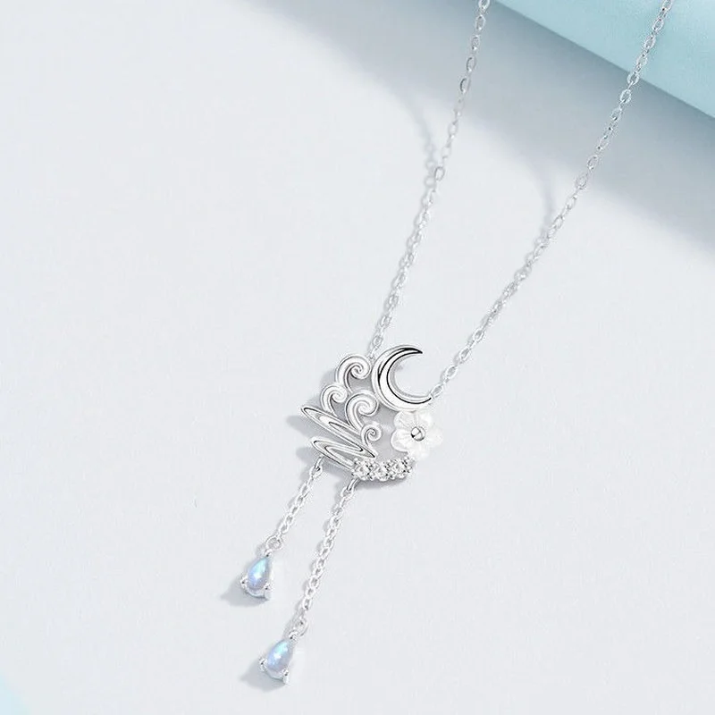

Moonstone Necklace Female Tassel Flower Clavicle Pendant 2021 New Fashion Necklace For Women Jewelry