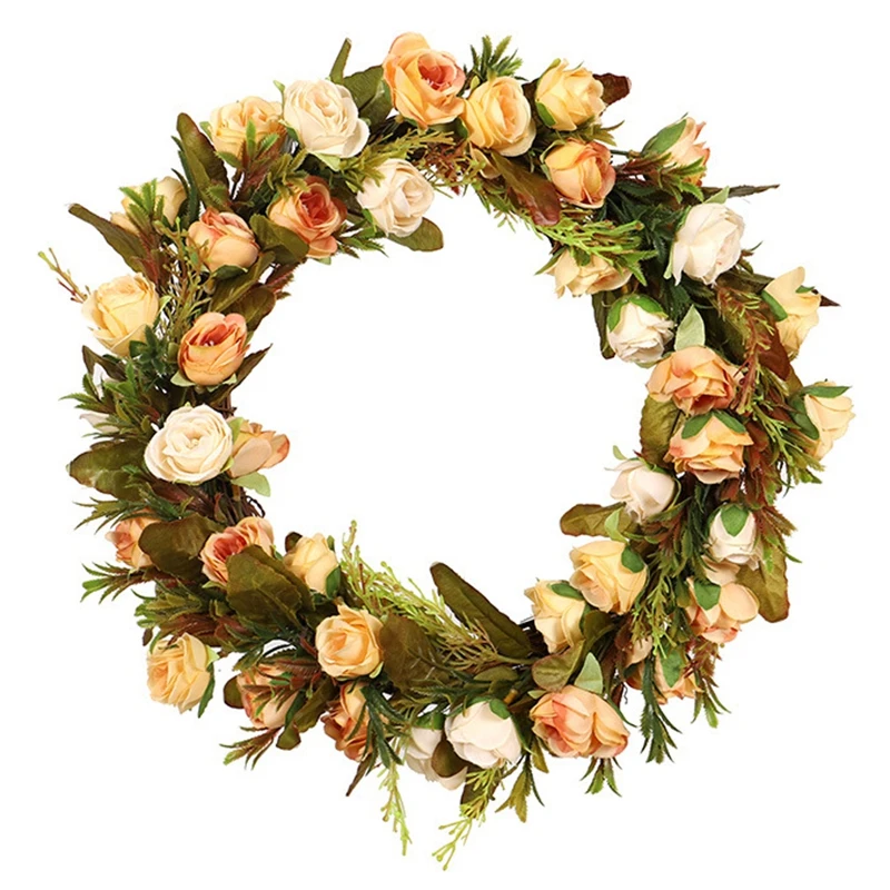 

Halloween Simulation Rose Wreath Garland Simulation Plant Decoration Wall Hanging Thanksgiving Christmas Decoration Garland Yell