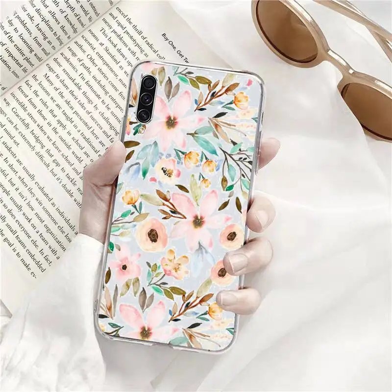 

flower Phone Case Transparent for Samsung A71 S9 10 20 HUAWEI p30 40 honor 10i 8x xiaomi note 8 Pro 10t 11