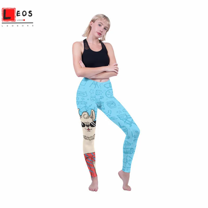 

High Waist Leggings Pants Sexy Elasticity Cartoon Trousers for Women Sports Tights Alpaca Print Pants Cute Yoga Female Clothing