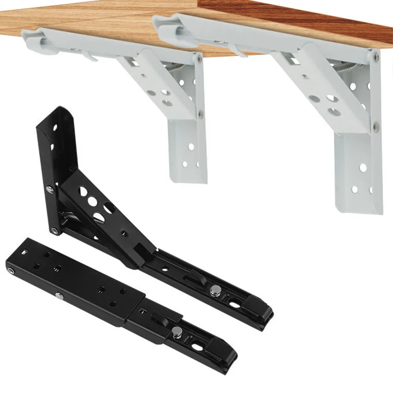 1Pcs Stainless Steel Folding Triangle Bracket Shelf Support Wall Mounted Adjustable Shelf Holder Bench Table Shelf 8/10/12inch