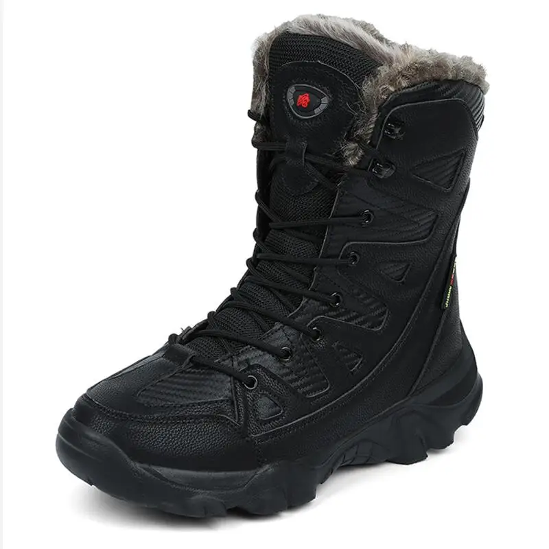 

Brand Winter Men Military Boots High-top Warm Plush Snow Boots Outdoor Non-slip Hiking Boots Combat Desert Men Boots Sneakers
