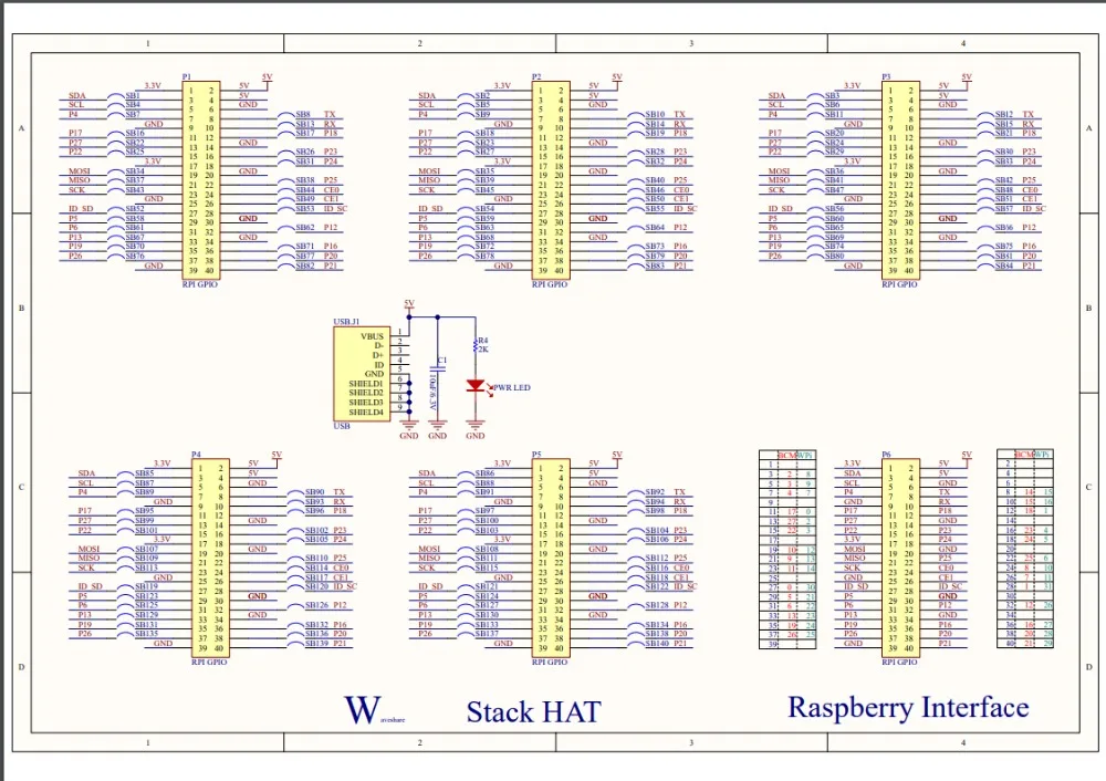 Stack HAT, Комплект расширения ввода/вывода, предназначенный для Raspberry Pi, предоставляет 5 комплектов 2x20 пинхедов, стеки до 5 шляп одновременно