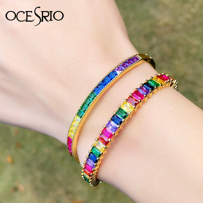 OCESRIO золотые браслеты на запястье для женщин с кристаллом CZ кубический циркон