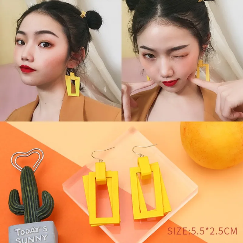 Женские модные серьги-гвоздики с геометрическим рисунком элегантные милые