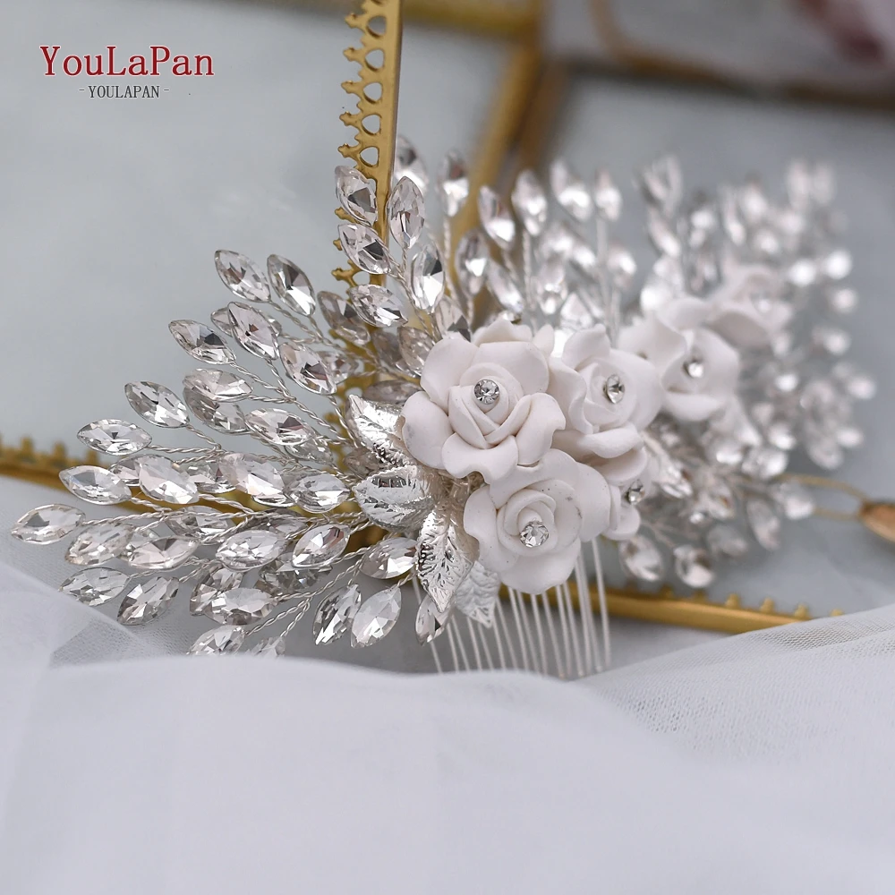 

TOPQUEEN HP319 Stunning Floral Headpiece Bridal Silver Hair Comb bridal Headpiece Prom Hair Jewelry Wedding Hair Accessories