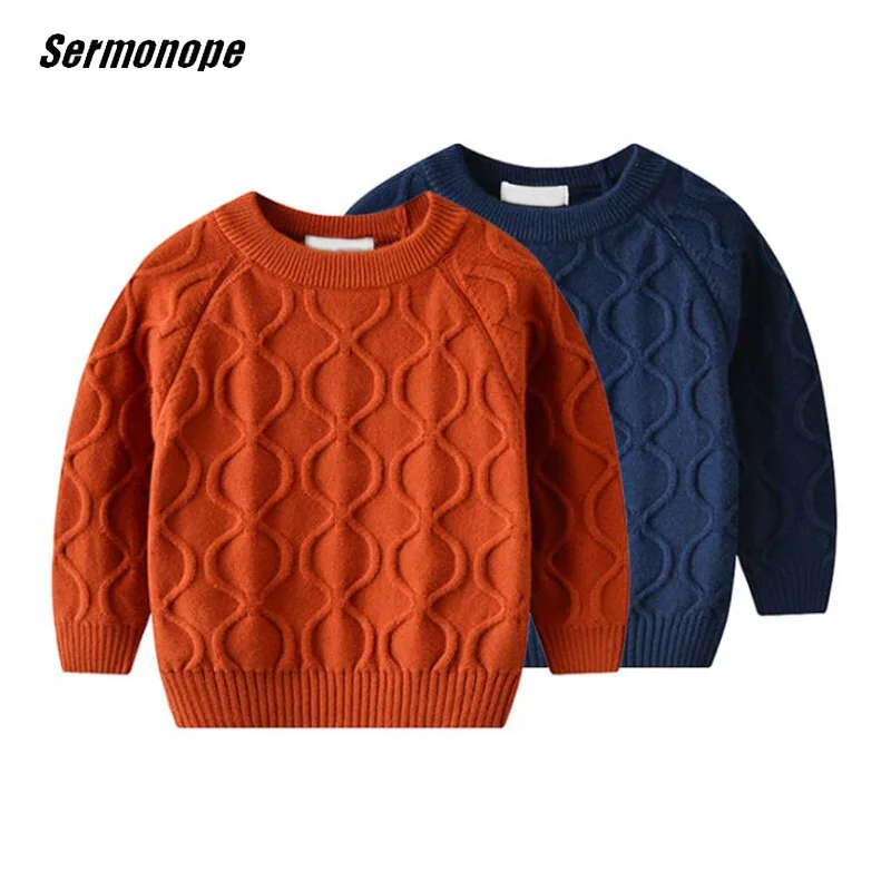 Sermonope 2019 для детей на осень и зиму с круглым вырезом теплый вязаный свитер