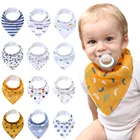 Хлопковые треугольные нагрудники для младенцев, 2 шт.лот, для мальчиков и девочек, милые банданы, шарфы, детские галстуки
