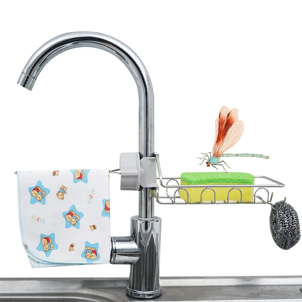 

Stainless Steel Sink Shelf Drain Rack Sponge Storage Kitchen Accessories Suction Cup Basket Strainer Faucet Holder Organizer
