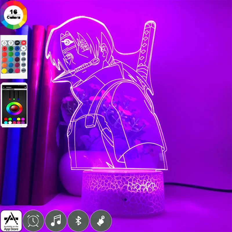 Ночник Наруто с 3D рисунком Итачи и учихи из аниме светодиодный светильник для