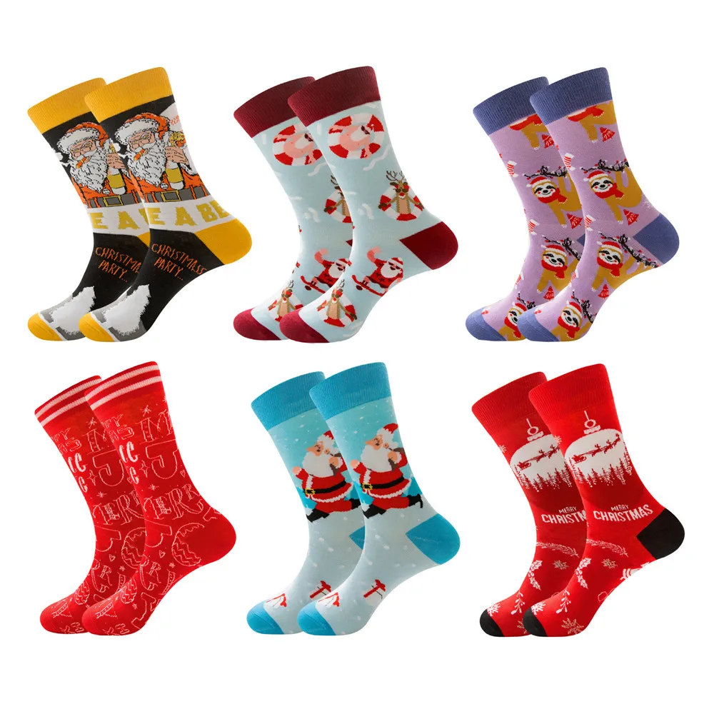 

Women Girls Christmas Socks Santa Claus Reindeer Snowman Cartoon Socks Breathable Cotton Stockings Festival Holiday Hosiery New