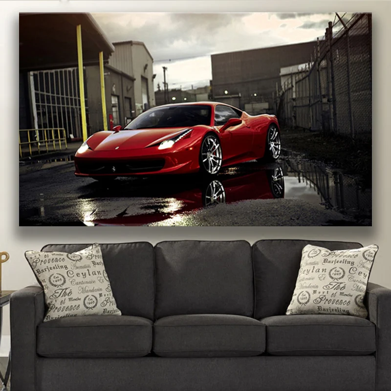 

Red Super Car Ferraris 458 HD Wallpaper Picture Canvas Print Painting Home Decoration Art Poster
