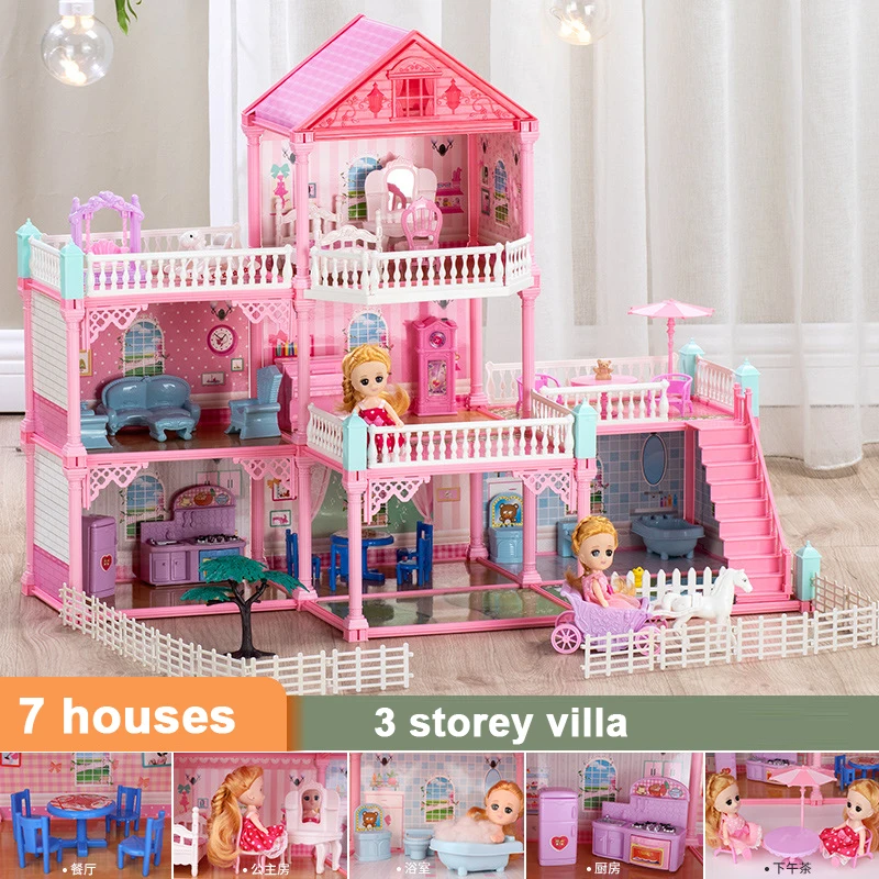 

New Big Size Princess Villa Toy Handmade Doll House Castle DIY House Toy Dollhouse Birthday Gifts Educational Girls Toys