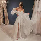 LORIE винтажное пляжное свадебное платье с пышными рукавами трапециевидного силуэта платья невесты 2021 разрез по бокам со шнуровкой сзади женское платье