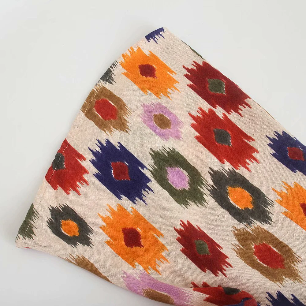 

2021 Za Women Summer Chic Fashion printing lacing Wrap Mini Dress Vintage V Neck Three Quarter Sleeve Female Dresses Vestidos