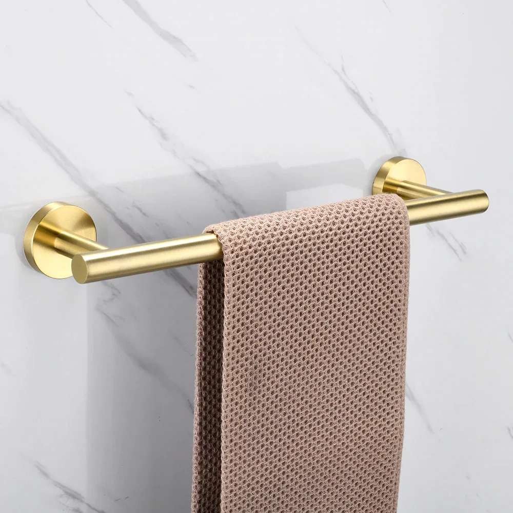 matte gold stainless steel round 304 wall mounted hand towel bar toilet paper holder robe towel hooks bathroom accessories kits free global shipping