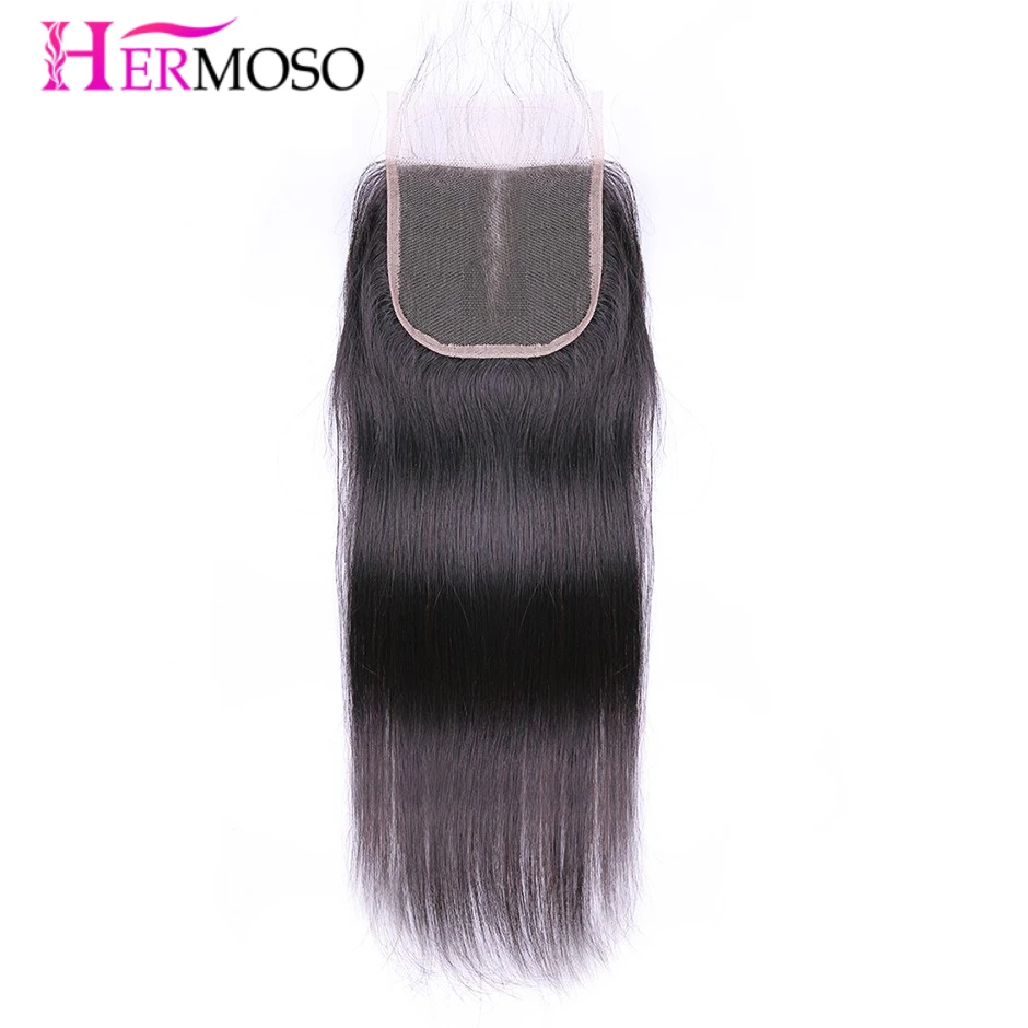 Peruvian Straight Hair Closure Free Part Hand Tied Lace Remy Human Extension 4x4 Shipping | Шиньоны и парики