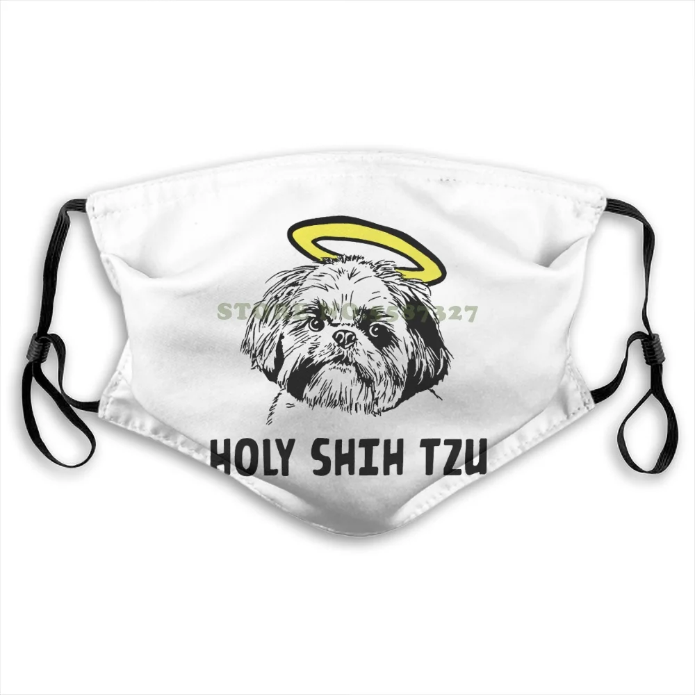 

Смешные маски с надписью Holy Shih Tzu, модные смешные многоразовые маски