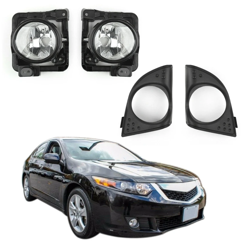 

1Pair LH+RH Foglight Fog Light Lamp Cover Metal Without Bulb for Honda Acura TSX 2009-2010
