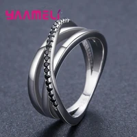 925 sterling silver metal punk cross rings original design black crystal jewelry for women men party accessories gift