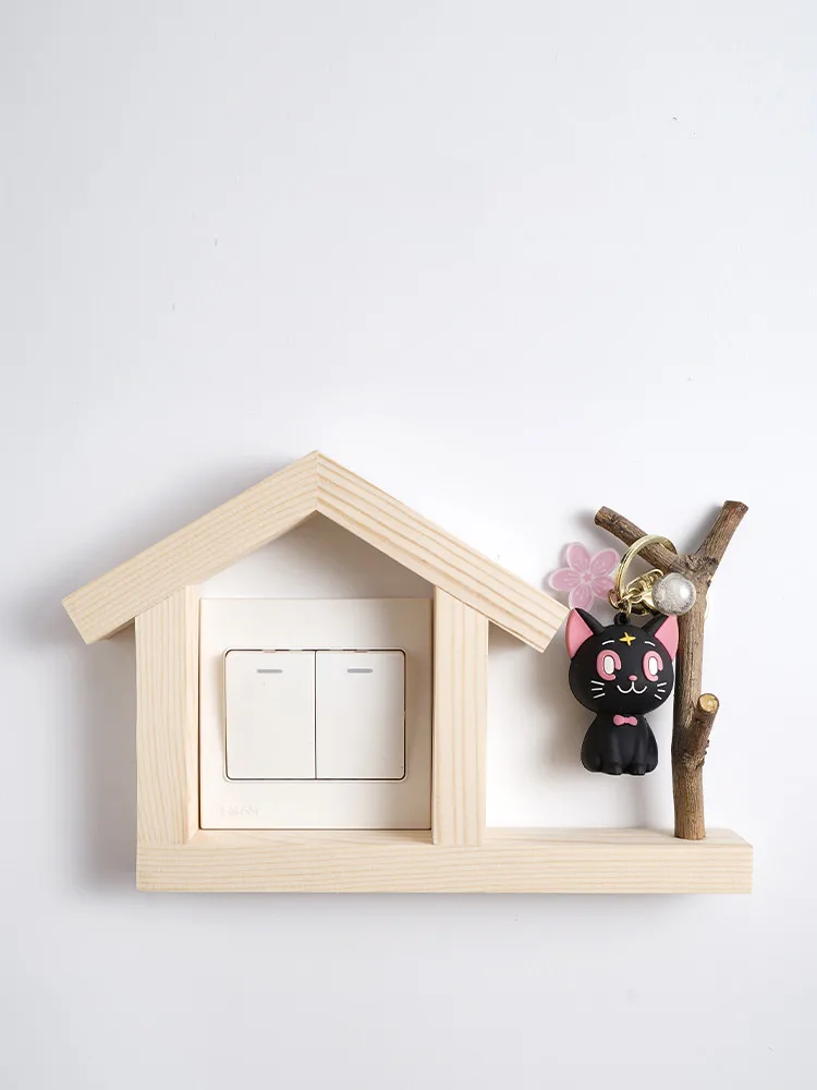 

Modern Switch decorative wall stickers log Switch Sticker Creative switch deco Storage frame Socket protective wooden cover