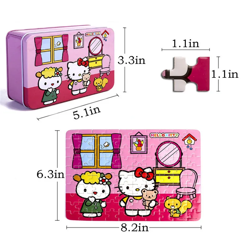 Пазлы hello kitty, 100 деталей, блестящие Пазлы для детей, Обучающие Развивающие пазлы, игрушки, рождественские подарки
