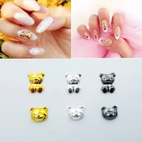 50pcs cute 3 colors bear shaped nail charms korean luxury nail stones alloy nail decoration tips for manicure jewelry charms