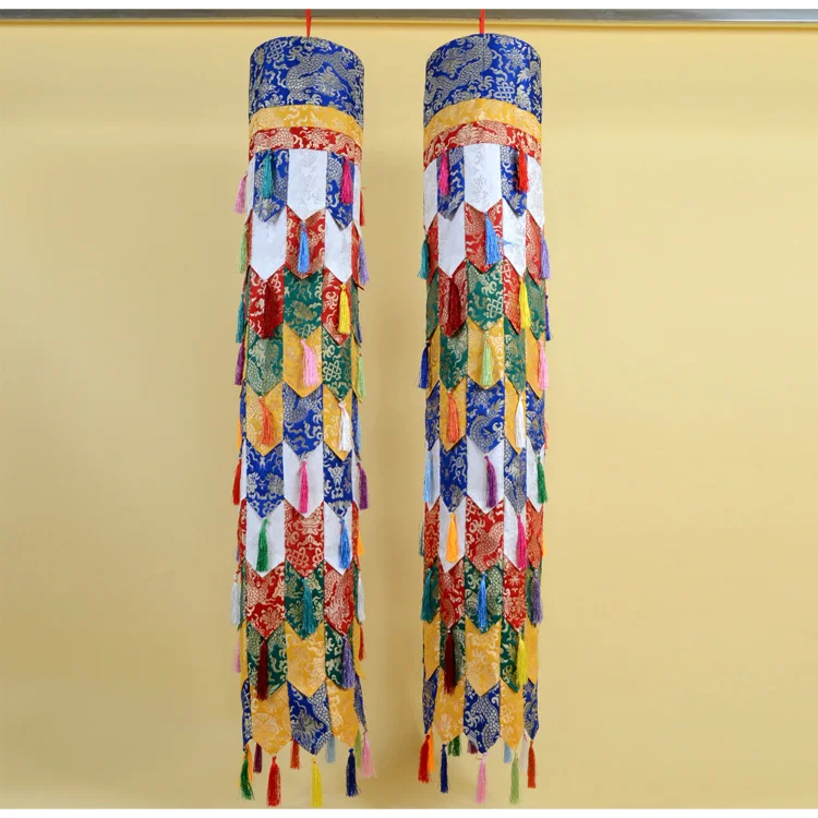 

1.5 M long Wholesale Buddhist supplies Buddhism HOME Sutra Hall Temple auspicious Embroidery Wall hang victory dhvaja chuang 2p