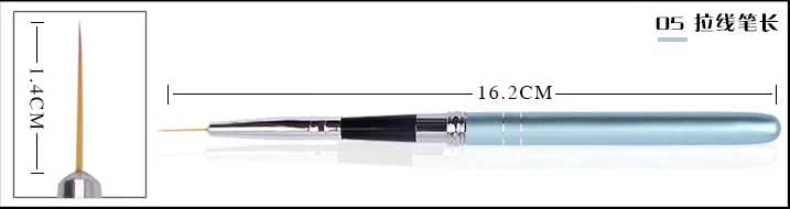 Light blue Гелевая Кисть для дизайна ногтей, съемная металлическая кисть для маникюра, цветная тонкая кисть для рисования - Цвет: Light blue