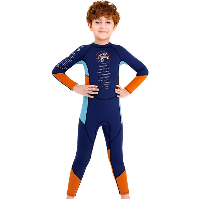 

Back Zipper Free Diving Wetsuit Neoprene 2.5mm Diving Suit For Kids Swimwear Rash Guard Sailing Clothes Boys Swimsuit Children