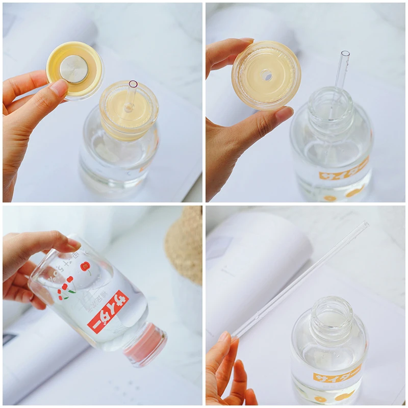 450 мл мультфильм Фрукты милые дети соломенная бутылка для воды Портативные