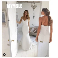 spaghetti straps mermaid beach wedding dress 2021 mermaid bride dress custom made sexy fairy white ivory wedding gown