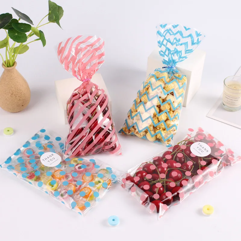 

100 pcs cellophane Bags + Wire Ties Plastic Gifts Packaging Pouches Birthday Party Bakery Cookies Snack Biscuit Candy Popcorn