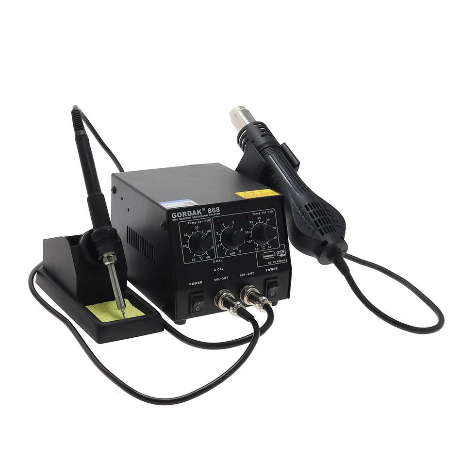 GORDAK 868 высокомощная паяльная станция с пистолетом горячего воздуха USB-интерфейс