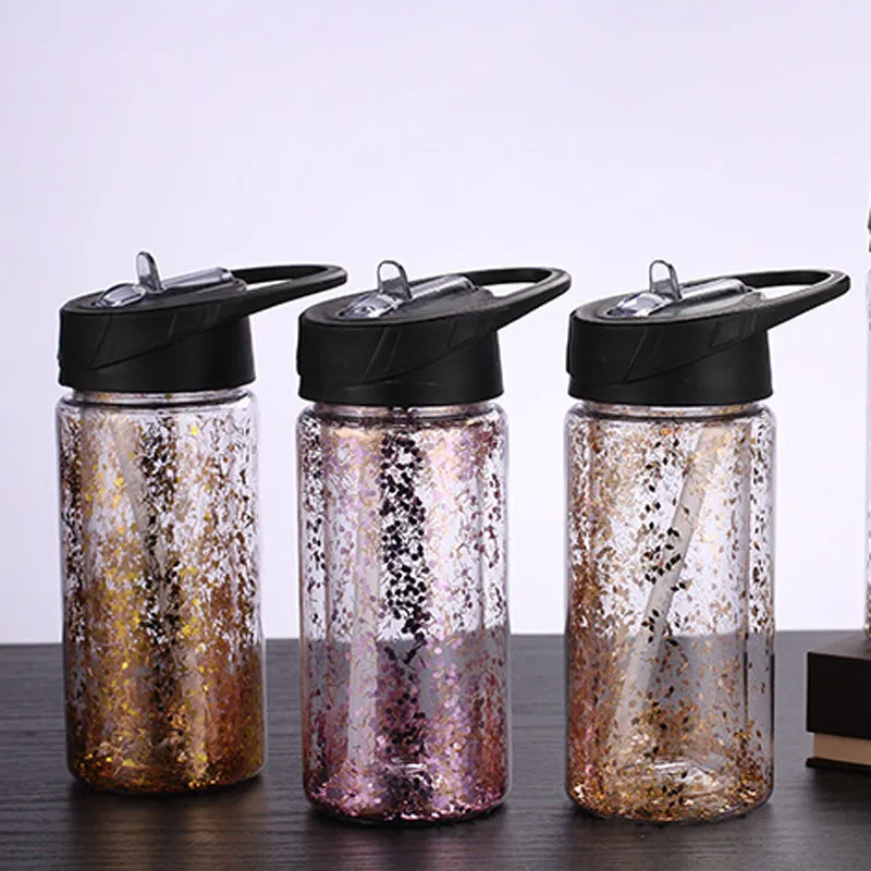 Двухслойная пластиковая бутылка портативная соломенная чашка спортивная для