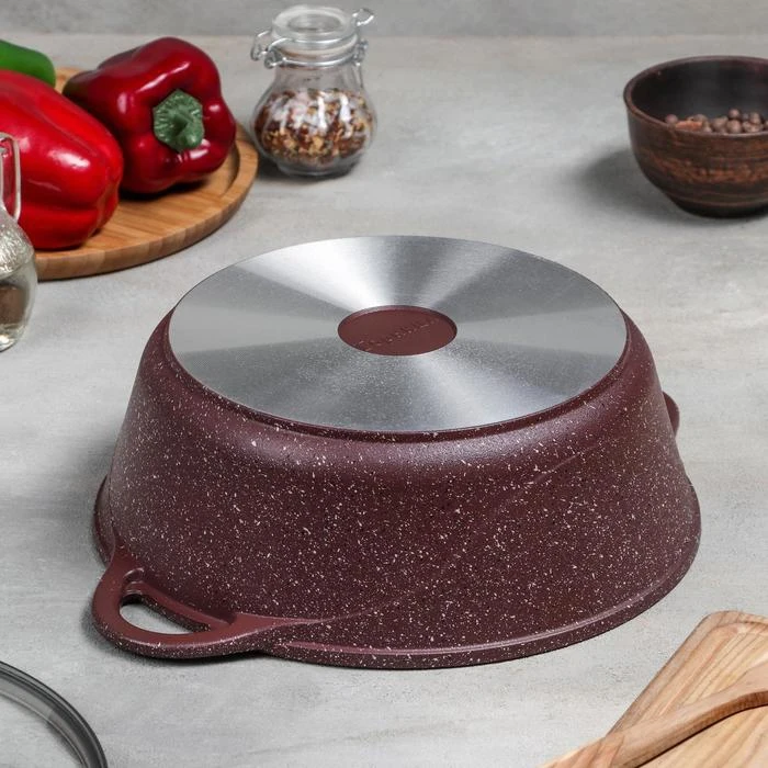 Жаровня ГОРНИЦА Шоколад 26×9 5 см стеклянная крышка МИКС | Дом и сад