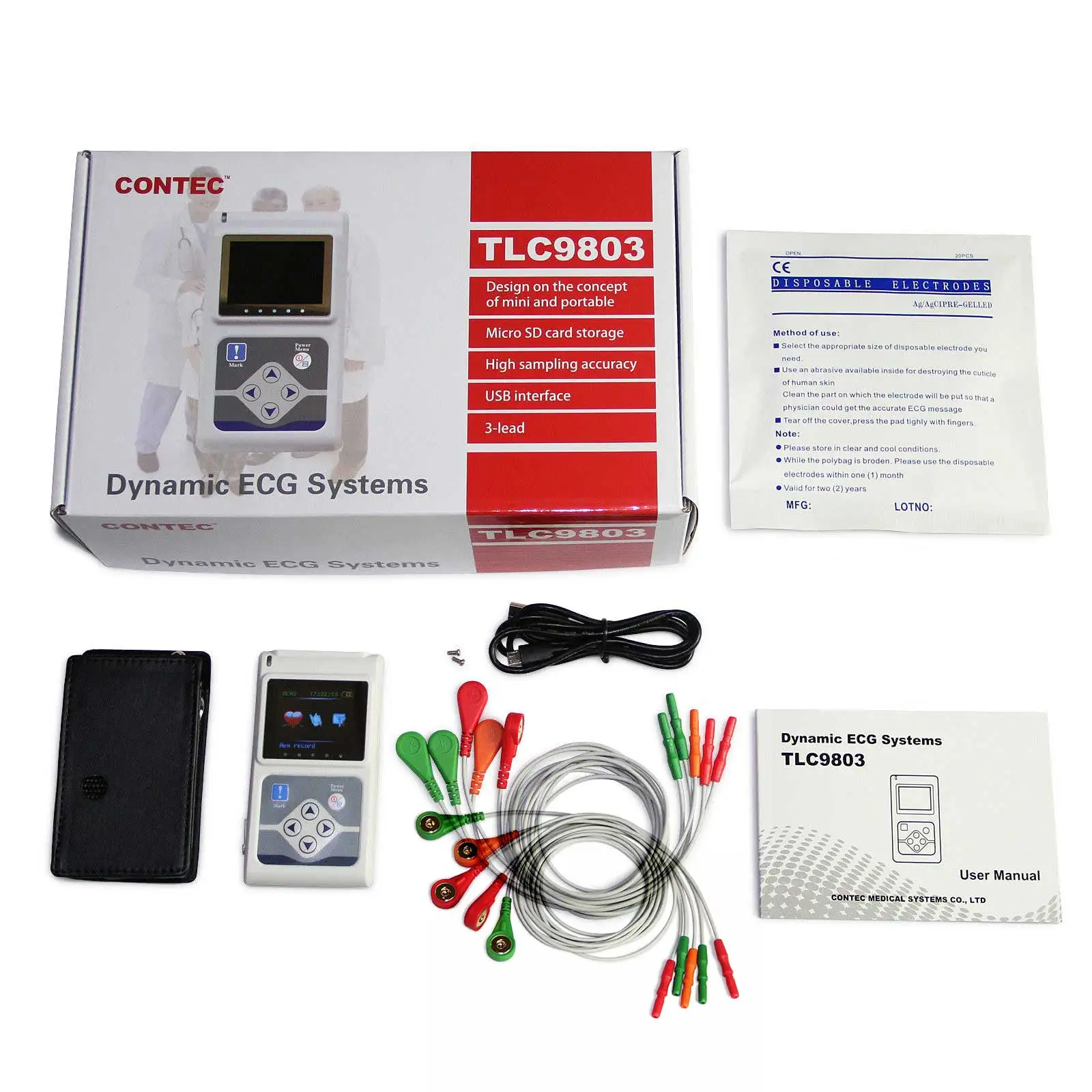

extra 1 set ecg cable Genuine CONTEC 3 Channels,ECG Holter,EKG Holter, Dynamic ECG Monitor System, 24 Hours ECG Recorder TLC9803