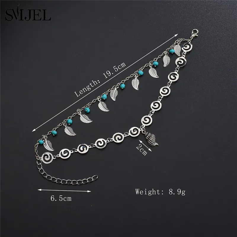 SMJEL Summer 2019 Bohemian Ocean Wave Bracelet Anklets for Women Fashion Tree of life Roubd Charm Ankle Foot Jewelry enkelbandj | Украшения