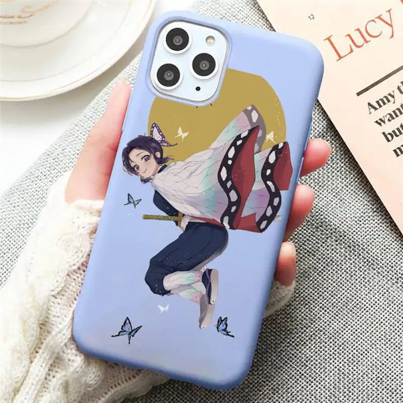 

Kochou Shinobu Demon Slayer anime Phone Case Candy Color for iPhone 6 7 8 11 12 s mini pro X XS XR MAX Plus