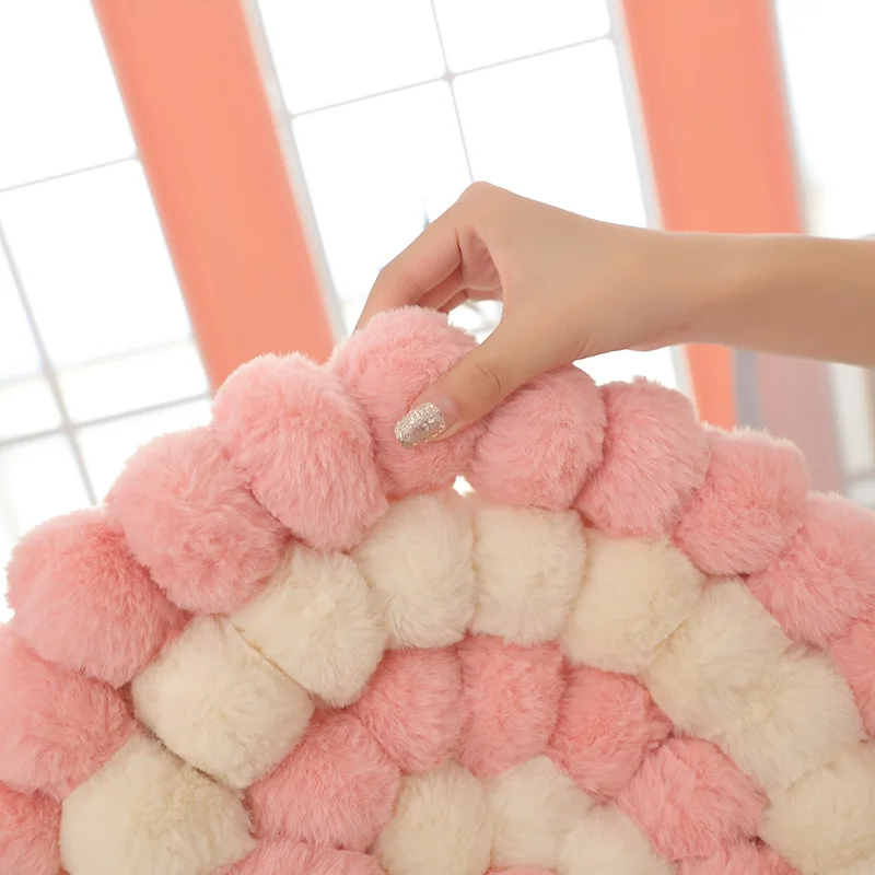 

Nordic Style Rabbit Fur Mesh Round Plush Cushion Colorful Stuffed Plush Seat Pad PP Cotton Hair Ball Sofa Cushion Pillows