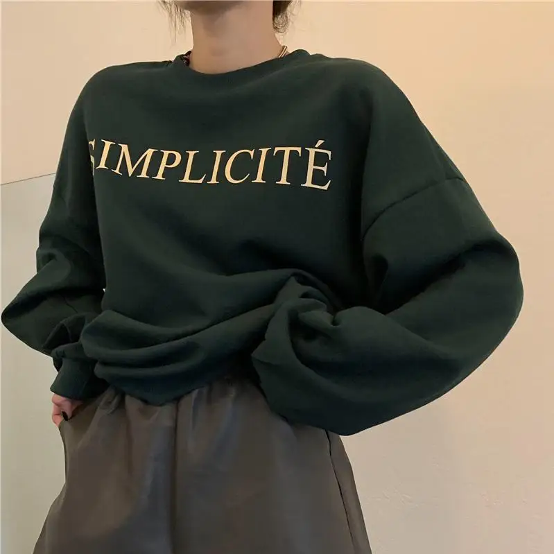 

Толстовка ZHISILAO с надписью в стиле High Street, свитшот, Женский Повседневный Свободный пуловер в стиле Харадзюку, худи, топы на осень 2021