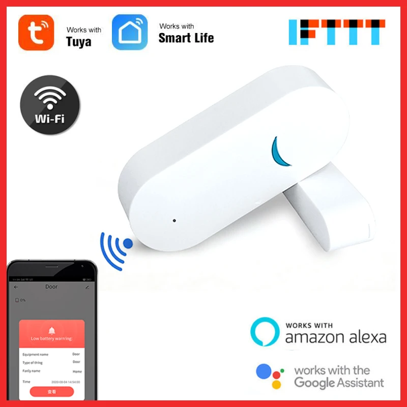 

Смарт-детекторы Tuya APP, умные детекторы открывания/закрытия дверей, приложение Smartlife, датчик окон и Wi-Fi, работает с Alexa Google Home