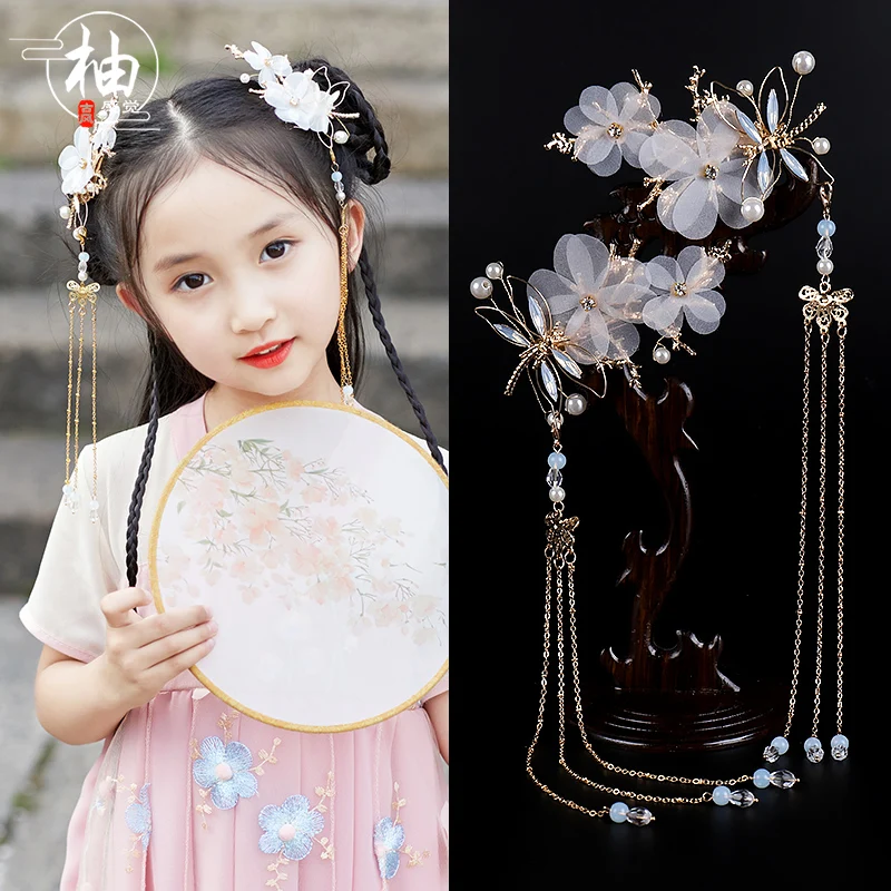 Han Fu головной убор Античная Аксессуары для волос заколка кисточкой шаг пожать в